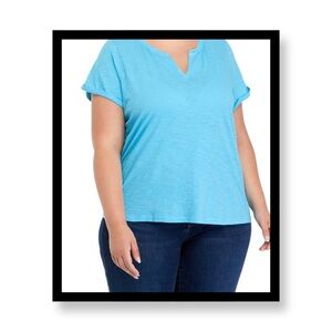 NWT Plus Size Women's Blue V-Neck Top